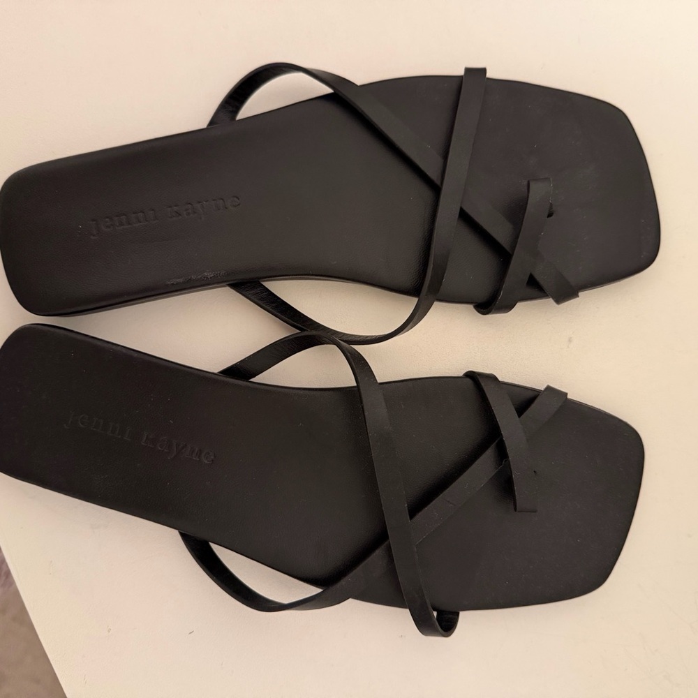 Jenni Kayne Black Strappy Square-Toe Sandals